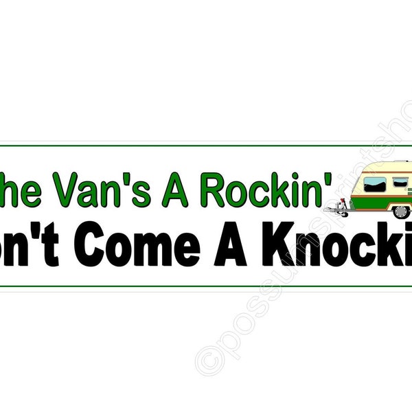 funny car sticker  if the vans a rockin' don;t come a knockin' classic vinyl fun bumper stickers 200mm