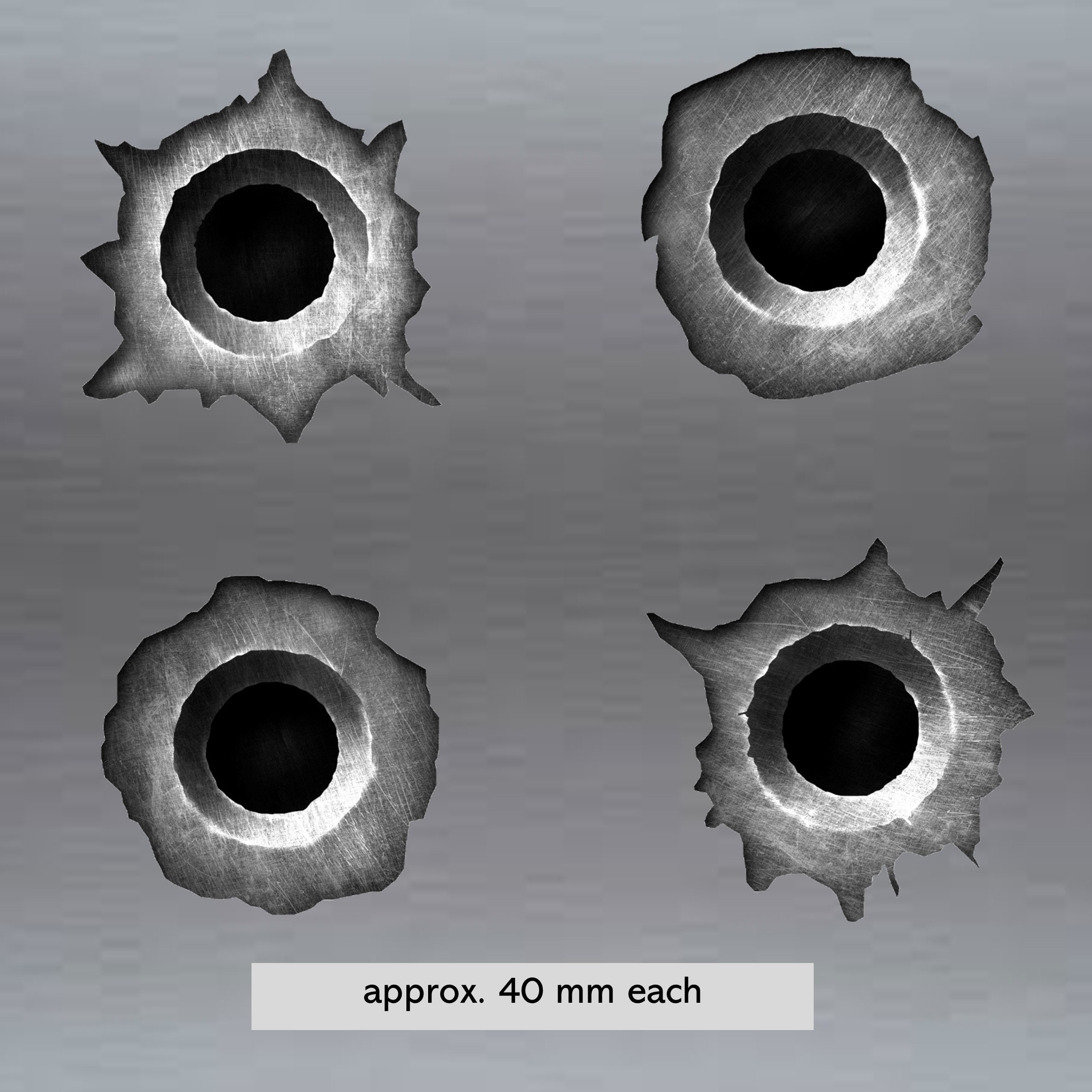 Set of 4 Bullet Holes Vinyl Stickers 40 Mm Each Approx. Gun Realistic 1.6  Inches -  Denmark