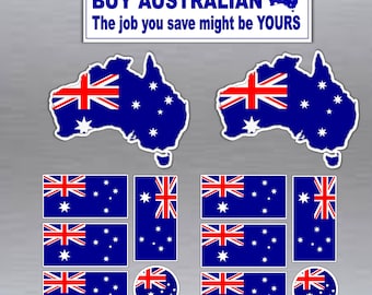 Australian flag patriotic set of 13 stickers,  flags, maps and buy Australian bumper sticker