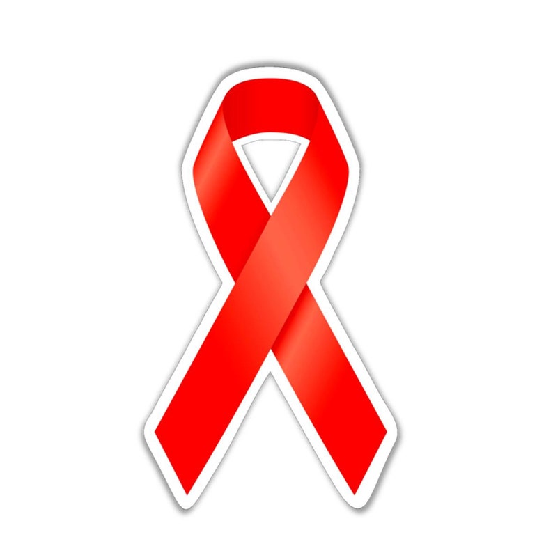 Red Ribbon Cardio Heart Health Awareness Ribbon Vinyl Sticker Etsy