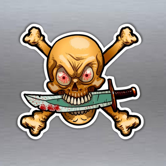 Pirat Totenkopf Gekreuzten Knochen Mit Blutigen Dolch Lustige Etsy