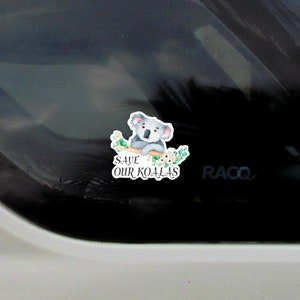 Save our koalas vinyl sticker car laptop with watercolour Australian koala Approx 105.3 x 91.1 mm ( 4.2 x 3.6 inches) image 4