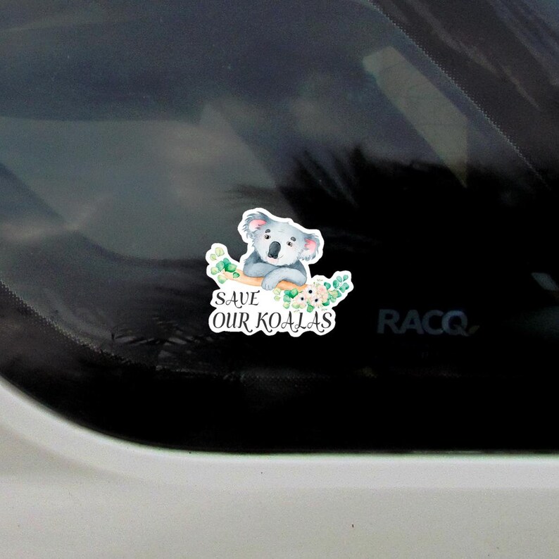 Save our koalas vinyl sticker car laptop with watercolour Australian koala Approx 105.3 x 91.1 mm ( 4.2 x 3.6 inches) image 4