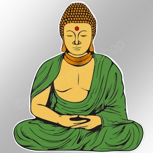 Buddha vinyl sticker. Buddhist Monk Peace Wisdom car laptop 90 x 104 mm ( 3.5 x 4 inches )