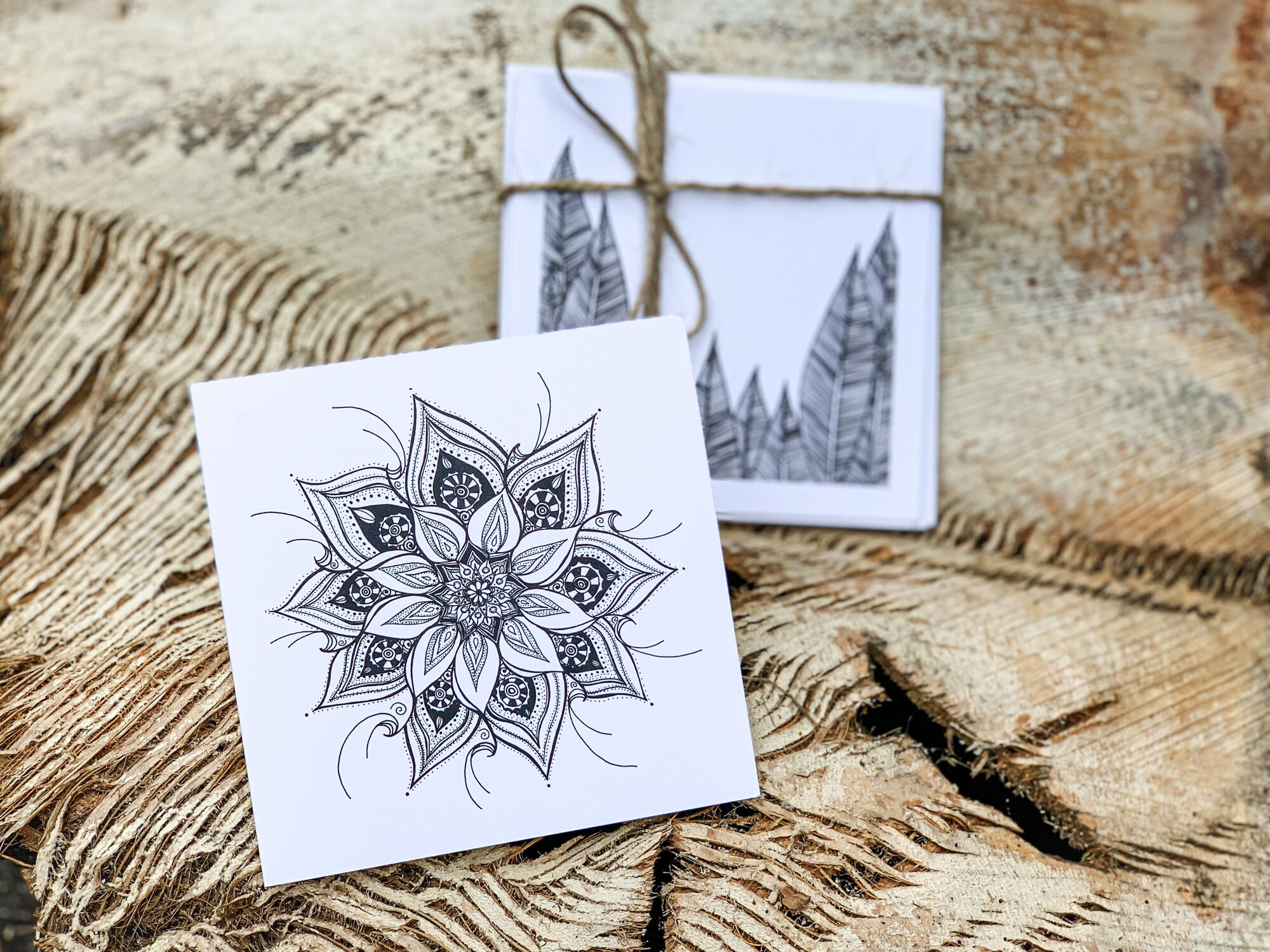 Set of 4 Hand Drawn Cards Etsy