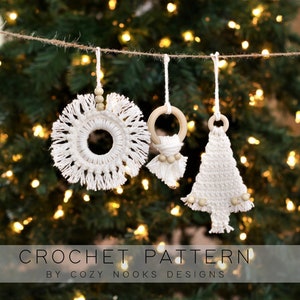 BoHoHo Ornaments Crochet Pattern, Boho Ornaments, Boho Style, Boho Christmas Decor, Crochet Christmas Pattern, Boho, Minimalism, Bohemian