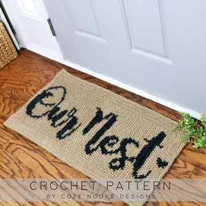 Our Nest Mat Crochet Pattern, Jute Crochet Pattern, Jute Rug, Crochet Rug, Farmhouse Decor, Rustic Decor, Crochet Pattern, Magnolia