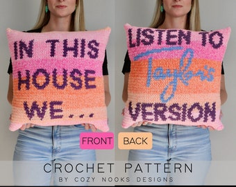 Taylor's Version Pillow Crochet Pattern, Taylor Swift Crochet Pattern, Swiftie Crochet Pattern, Crochet Pillow Pattern, Tapestry Crochet