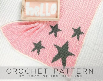 Twinkle Stars Blanket Crochet Pattern, Baby Blanket Crochet Pattern, Baby Crochet Pattern, Crochet Blanket, Home Decor, Beginner Crochet