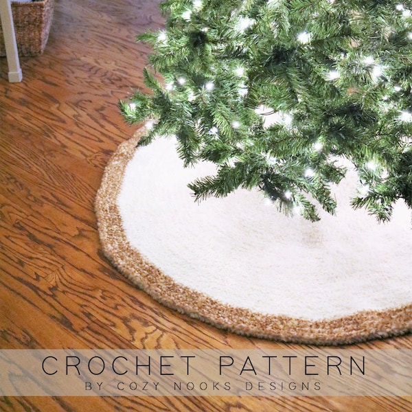 Ho Ho Faux Fur Tree Skirt Crochet Pattern, Fur Christmas Tree Skirt, Boho Christmas Decor, Crochet Christmas Pattern, Magnolia, Minimalist