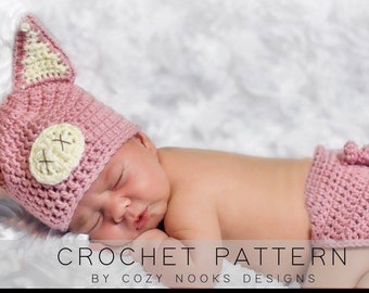 Newborn Pig Pattern, Crochet Pig Outfit Pattern, Crochet Pig Pattern, Crochet Baby Pig Pattern, Crochet Newborn Pig Pattern, Pig Set Pattern