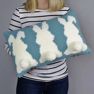 Easter Tails Pillow Crochet Pattern, Pillow Crochet Pattern, Modern Pillow Crochet Pattern, Crochet Pillow, Home Decor, Beginner Crochet image 4