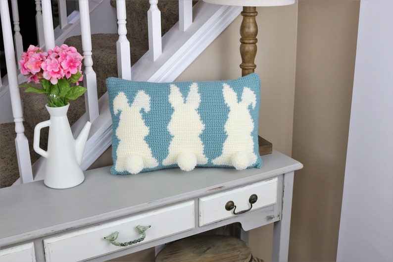 Easter Tails Pillow Crochet Pattern, Pillow Crochet Pattern, Modern Pillow Crochet Pattern, Crochet Pillow, Home Decor, Beginner Crochet image 8