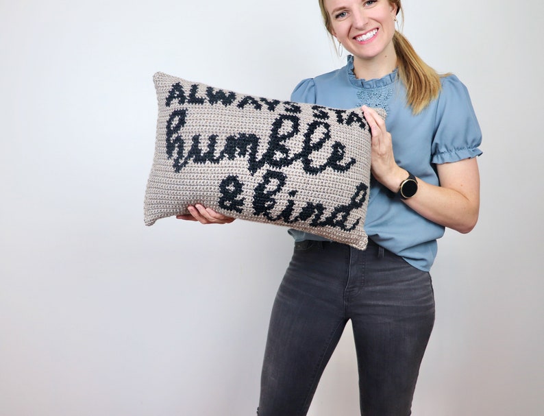 Humble and Kind Pillow Crochet Pattern, Pillow Crochet Pattern, Modern Pillow Crochet Pattern, Crochet Pillow, Home Decor, Beginner Crochet image 7