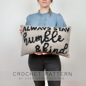 Humble and Kind Pillow Crochet Pattern, Pillow Crochet Pattern, Modern Pillow Crochet Pattern, Crochet Pillow, Home Decor, Beginner Crochet image 1