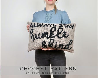 Humble and Kind Pillow Crochet Pattern, Pillow Crochet Pattern, Modern Pillow Crochet Pattern, Crochet Pillow, Home Decor, Beginner Crochet
