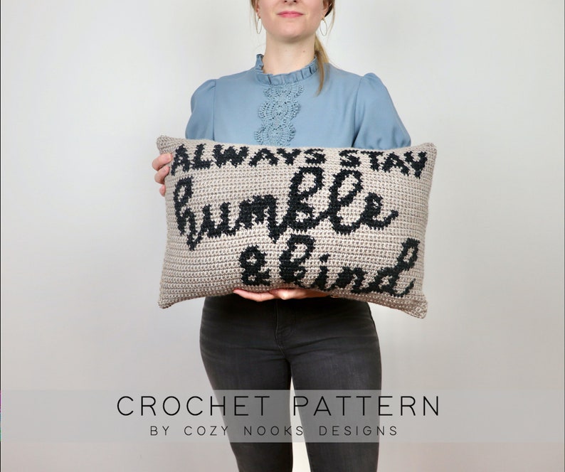 Humble and Kind Pillow Crochet Pattern, Pillow Crochet Pattern, Modern Pillow Crochet Pattern, Crochet Pillow, Home Decor, Beginner Crochet image 1