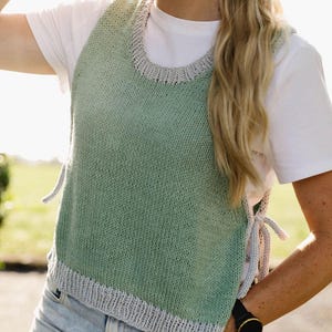Easy Knit Summer Top | Cordelia Tie Vest Knitting Pattern (PDF Pattern)