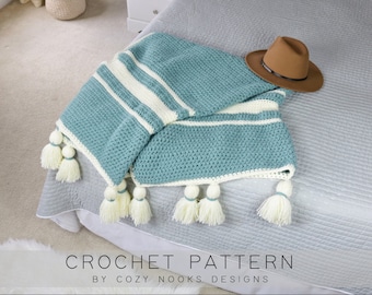Oversized Tassel Throw Crochet Pattern, Baby Blanket Crochet Pattern, Throw Crochet Pattern, Crochet Blanket, Home Decor, Beginner Crochet