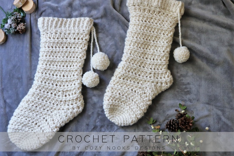 Farmhouse Christmas Stocking Crochet Pattern, Farmhouse Decor, Rustic Christmas Decor, Crochet Christmas Pattern, Magnolia, Farm, Shabby image 1