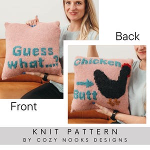 Chicken Butt Pillow Knit Pattern, Pillow Knit Pattern, Modern Pillow Knit Pattern, Crochet Pillow, Home Decor, Beginner Knit