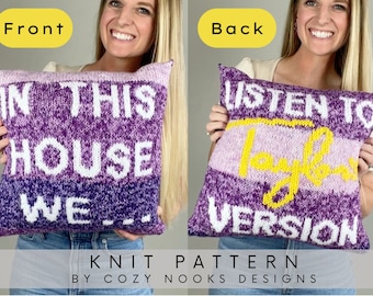 Taylor's Version Pillow Knit Pattern, Taylor Swift Knit Pattern, Swiftie Knit Pattern, Knit Pillow Pattern, Intarsia Knitting with Videos