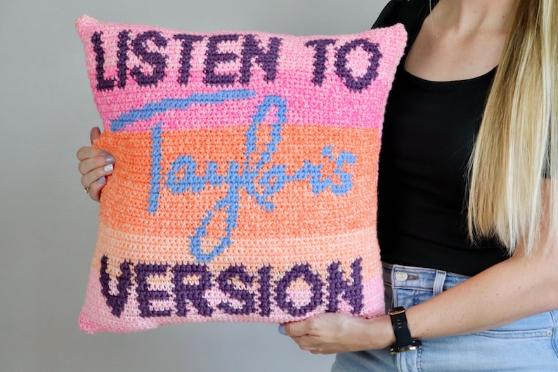 Taylor's Version Pillow Crochet Pattern, Taylor Swift Crochet Pattern, Swiftie Crochet Pattern, Crochet Pillow Pattern, Tapestry Crochet image 4