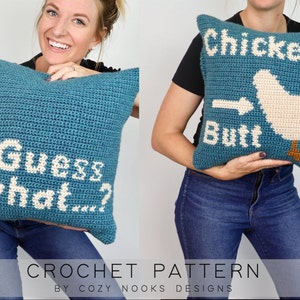 Chicken Butt Pillow Crochet Pattern, Pillow Crochet Pattern, Modern Pillow Crochet Pattern, Crochet Pillow, Home Decor, Beginner Crochet