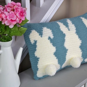 Easter Tails Pillow Crochet Pattern, Pillow Crochet Pattern, Modern Pillow Crochet Pattern, Crochet Pillow, Home Decor, Beginner Crochet image 5