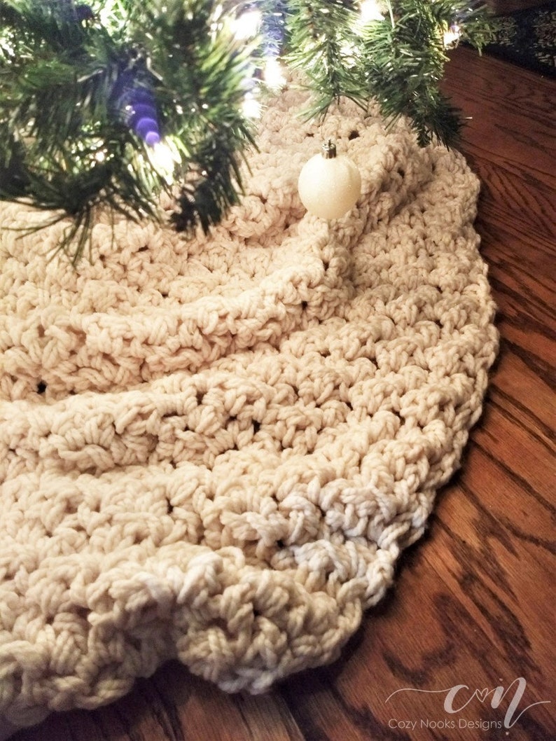 Snow Flurry Tree Skirt Crochet Pattern, Farmhouse Decor, Tree Scarf, Rustic Christmas Decor, Crochet Christmas Pattern, Magnolia, Farm image 4