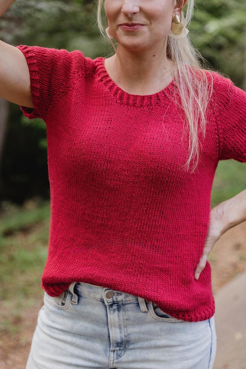 Beginner Knit Top Pattern: Easy Street Tee, Raglan Shirt (PDF Pattern ...