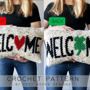 Valentine St Patrick's Day Welcome Pillow Crochet Pattern, Valentine Crochet Pattern, St Patrick's Day Crochet Pattern, Crochet Pillow