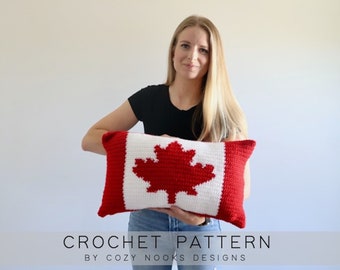 Canada Pillow Crochet Pattern, Canada Day Crochet Pattern, Crochet Pillow Pattern, Crochet Pillow, Free Crochet Pattern, Canada, Tapestry