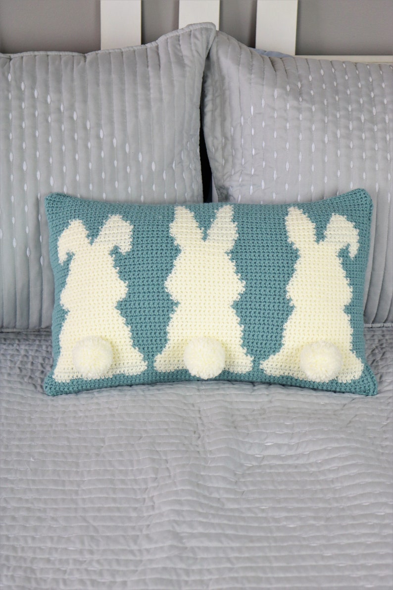 Easter Tails Pillow Crochet Pattern, Pillow Crochet Pattern, Modern Pillow Crochet Pattern, Crochet Pillow, Home Decor, Beginner Crochet image 6