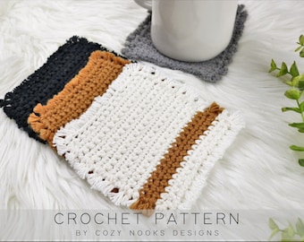 Farmhemian Coasters Crochet Pattern, Beginner Crochet Pattern, Easy Crochet Pattern, Boho Crochet Pattern, Farmhouse Crochet Pattern, Novice