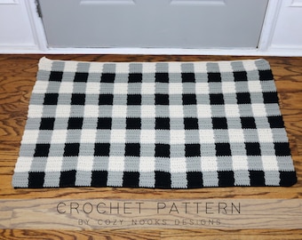 Buffalo Plaid Crochet Rug Pattern: Farmhouse Decor (PDF Pattern)