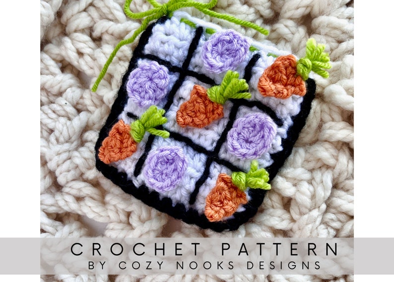 Easter Tic Tac Toe on the Go Crochet Pattern, Easter Crochet Pattern, Crochet Easter Pattern, Quick Tic Tac Toe on the Go, Easter Gift image 1