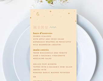 Retro Camping Icon Wedding Menu // 4x9 DIY DIGITAL Menu // Wedding Menu, Whimsical Wedding, Modern Wedding
