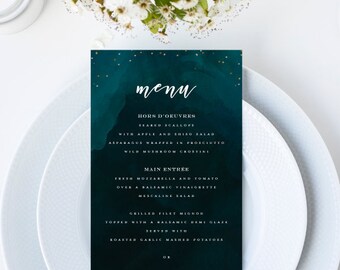 Moody Starry Night Sky Wedding Menu // 4x9 DIY DIGITAL Menu // Wedding Menu, Whimsical Wedding, Modern Wedding