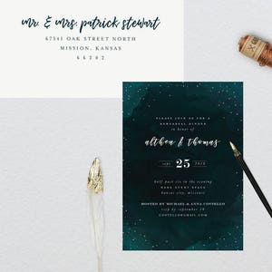 Convite para jantar de ensaio Moody Night Sky // 5x7 DIY PRINTABLE // Jantar de ensaio