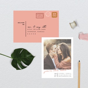 Script moderne Photo mariage Save the Date / / 4.25x5.5 aimant / / acompte / / mariage moderne, Photo Save the Date