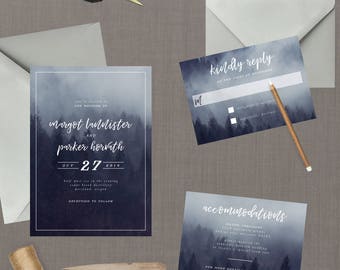 Moody Mountain Wedding Suite // DOWN PAYMENT towards Printed Sets // Modern Wedding, Forest Wedding, Mountain Wedding, Outdoorsy Wedding