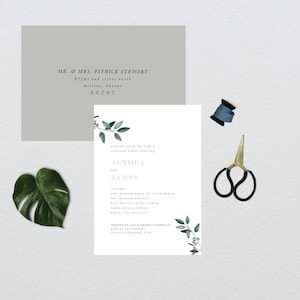 Invitación moderna de la cena de ensayo botánico minimalista // 5x7 DIY INVITAción IMPRIMIBLE // Cena de ensayo