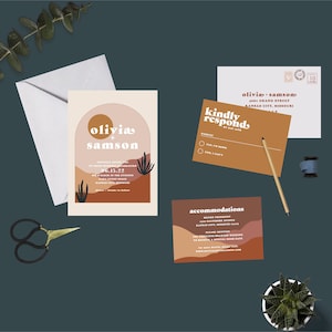 Southwest Desert Arch Wedding Suite // Invito stampabile fai-da-ti + RSVP // Matrimonio moderno, matrimonio nel deserto, matrimonio a sud-ovest