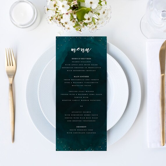 Moody Starry Night Sky Wedding Menu // 4x9 DIY DIGITAL Menu