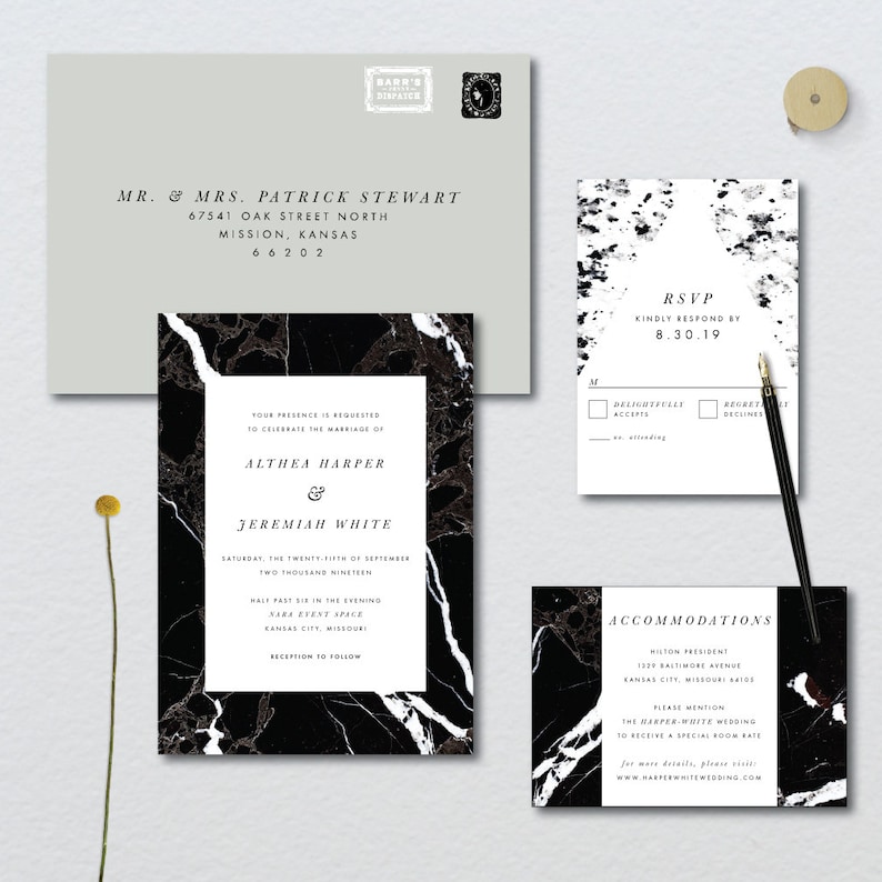 Marble Splatter Wedding Suite // DOWN PAYMENT towards Printed Sets // Modern Wedding, Bold Wedding, Artsy Wedding image 1