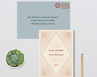 Southwest Rehearsal Dinner Invitation // 5x7 PRINTED SET of 10 Cards + Envelopes // Rehearsal Dinner