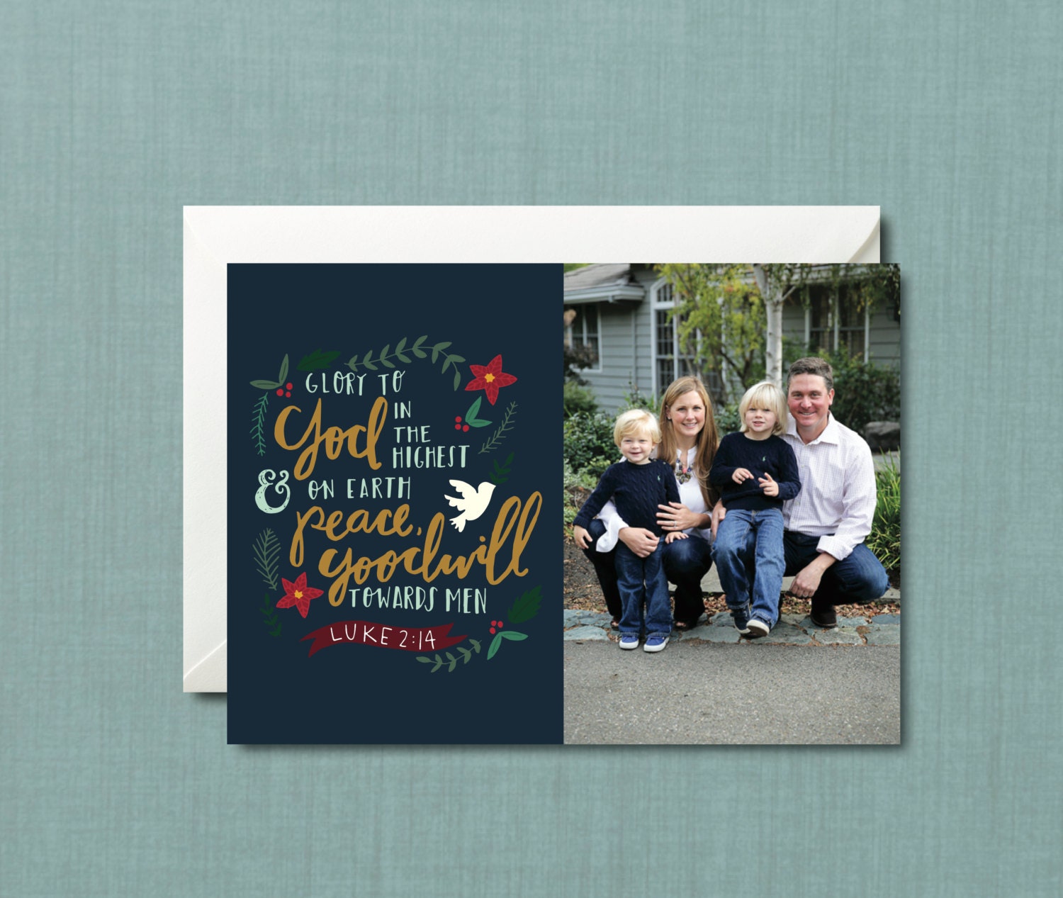 Whimsical Foliage Christian Christmas Photo Card Diy Etsy Whimsical Foliage Christian Christmas Photo Card Diy Etsy