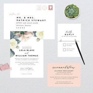 Chique Vintage Florals bruiloft Suite / / DIY afdrukbare Invite + RSVP / / moderne bruiloft
