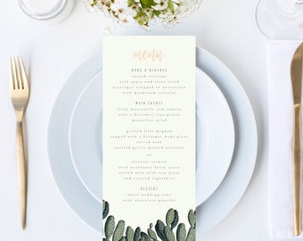 Retro Vintage Cacti Wedding Menu // 4x9 DIY DIGITAL Menu // Wedding Menu, Whimsical Wedding, Botanical Wedding